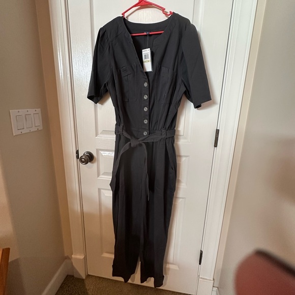 DEMOCRACY size 1X Twill Shortsleeved Belted Jumpsuit NEW - Picture 3 of 14